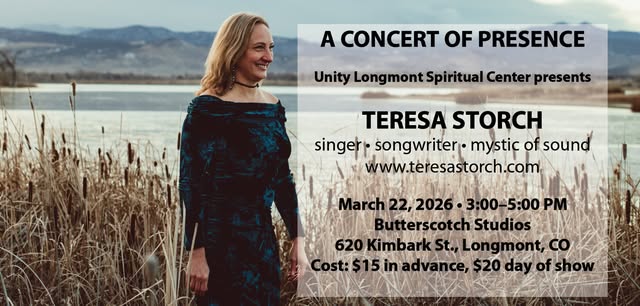 Unity Longmont Spiritual Center Presents: Teresa Storch @ Butterscotch Studios