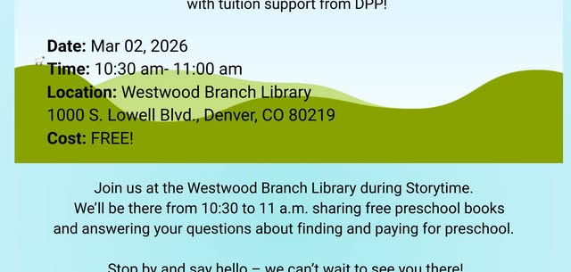 Denver Preschool Program Visit to Westwood Branch