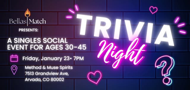 Bellas Match - Trivia Night | Singles Social Event for Ages 30-45
